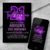 Pink Neon 21e anniversaire Invitation