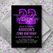 Pink Neon 22e Invitation d'anniversaire