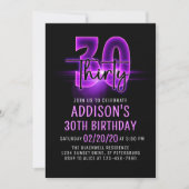 Pink Neon 30th Birthday Invitation (Devant)
