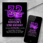Pink Neon 32e Invitation d'anniversaire