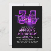 Pink Neon 34e anniversaire Invitation (Devant)