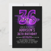 Pink Neon 36e anniversaire Invitation (Devant)