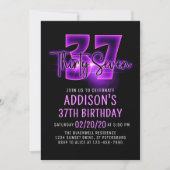Pink Neon 37th Birthday Invitation (Devant)