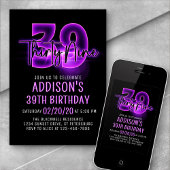 Pink Neon 39e anniversaire Invitation