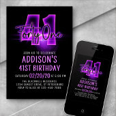 Pink Neon 41ème anniversaire Invitation