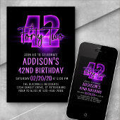 Pink Neon 42e Invitation d'anniversaire