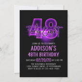 Pink Neon 48e anniversaire Invitation (Devant)
