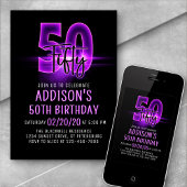 Pink Neon 50e anniversaire Invitation