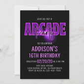 Pink Neon Arcade Party Anniversaire Invitation (Devant)