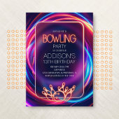 Pink Neon Bowling Invitation d'anniversaire