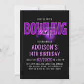 Pink Neon Bowling Party Anniversaire Invitation (Devant)
