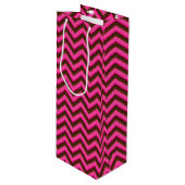 Pink Neon Brown Coll.-CHEVRON 06-WINE GIFT BAG Wijn Cadeautas (Voorkant Gekanteld)