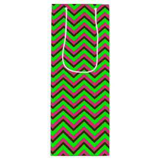 Pink-Neon-Brown Coll.-CHEVRON 07-WINE GIFT BAG Wijn Cadeautas