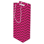 Pink-Neon-Brown Coll.-CHEVRON 09-WINE GIFT BAG Wijn Cadeautas (Voorkant Gekanteld)