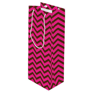 Pink-Neon-Brown Coll.-CHEVRON 13-WINE GIFT BAG Wijn Cadeautas