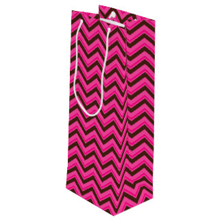 Pink-Neon-Brown Coll.-CHEVRON 18-WINE GIFT BAG Wijn Cadeautas