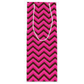 Pink-Neon-Brown Coll.-CHEVRON 18-WINE GIFT BAG Wijn Cadeautas (Voorkant)