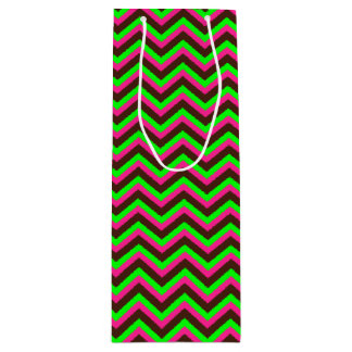 Pink-Neon-Brown Coll.-CHEVRON 19-WINE GIFT BAG Wijn Cadeautas