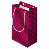 Pink-Neon-Brown Coll.-GINGHAM 01-GIFT BAG s Klein Cadeauzakje (Voorkant Gekanteld)