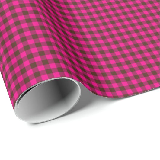 Pink-Neon-Brown-Coll-GINGHAM-01-GIFT WRAP PAPER Cadeaupapier (Rol Hoek)
