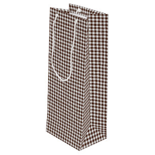 Pink-Neon-Brown Coll.-GINGHAM 05-WINE GIFT BAG Wijn Cadeautas