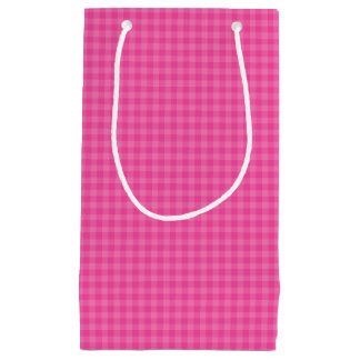 Pink-Neon-Brown Coll.-GINGHAM 08-GIFT BAG s Klein Cadeauzakje