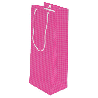 Pink-Neon-Brown Coll.-GINGHAM 08-WINE GIFT BAG Wijn Cadeautas