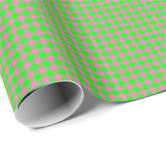 Pink-Neon-Brown-Coll-GINGHAM-10-GIFT WRAP PAPER Cadeaupapier