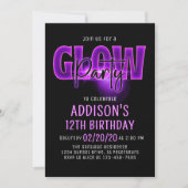 Pink Neon Glow Party Anniversaire Invitation (Devant)