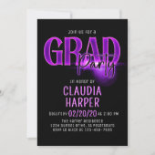 Pink Neon Graduation Grad Party Invitation Kaart (Voorkant)