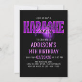 Pink Neon Karaoke Invitation d'anniversaire (Devant)