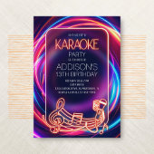 Pink Neon Karaoke Invitation d'anniversaire