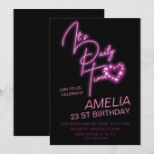 Pink Neon Light Invitation d'anniversaire (Devant / Derrière)