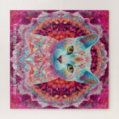 Pink Neon Mandala Cat Legpuzzel (Horizontaal)