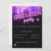 PINK NEON moderne de brillant Invitations de gradu (Devant)