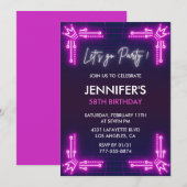 Pink Neon Simple 58e anniversaire invitations Fill (Devant / Derrière)
