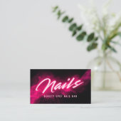 Pink Neon & Smoke Nail Salon QR Code & Socials Visitekaartje (Staand voorkant)