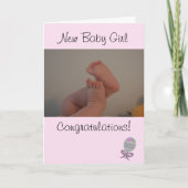 Pink New Baby Girl Gefeliciteerd Kaart (Voorkant)