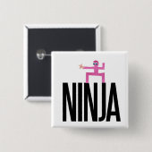 Pink Ninja Vierkante Button 5,1 Cm (Voorkant /achterkant)