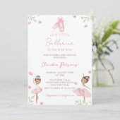 Pink Notre Petit Baby shower Ballerina Invitation (Debout devant)