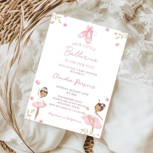 Pink Notre Petit Baby shower Ballerina Invitation