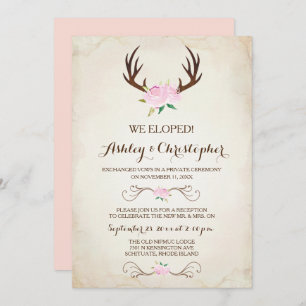 Pink Nous Avons Marié Invitation Rustic Deer Antle