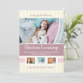 Pink Nursery Stripes Adoptie Aankondiging (Staand voorkant)