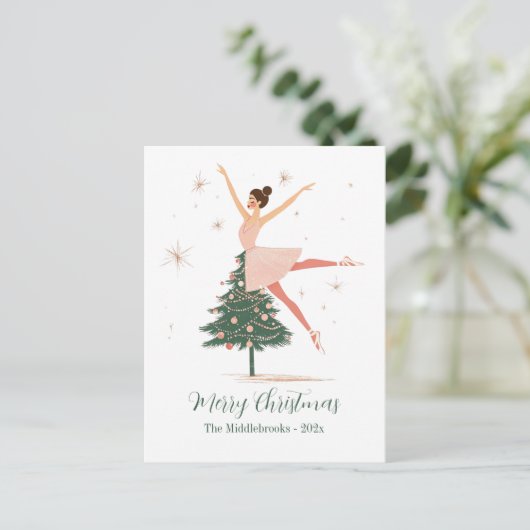 Pink Nutcracker Ballerina Briefkaart (Staand voorkant)