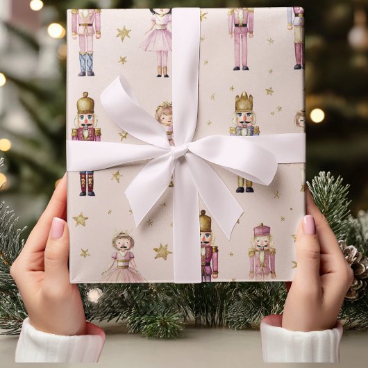 Pink Nutcracker Ballerina Christmas Cadeaupapier