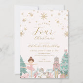 Pink Nutcracker Ballet Fourth Birthday Invitation (Devant)
