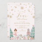 Pink Nutcracker Ballet Fourth Birthday Invitation (Devant / Derrière)