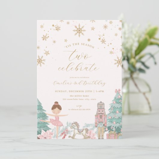 Pink Nutcracker Ballet Second Birthday Invitation (Debout devant)