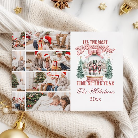 Pink Nutcracker Christmas 8 Photo Wonderland Gl Feestdagenkaart