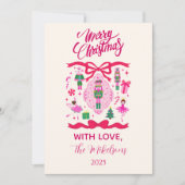 Pink Nutcracker Christmas Feestdagenkaart (Voorkant)